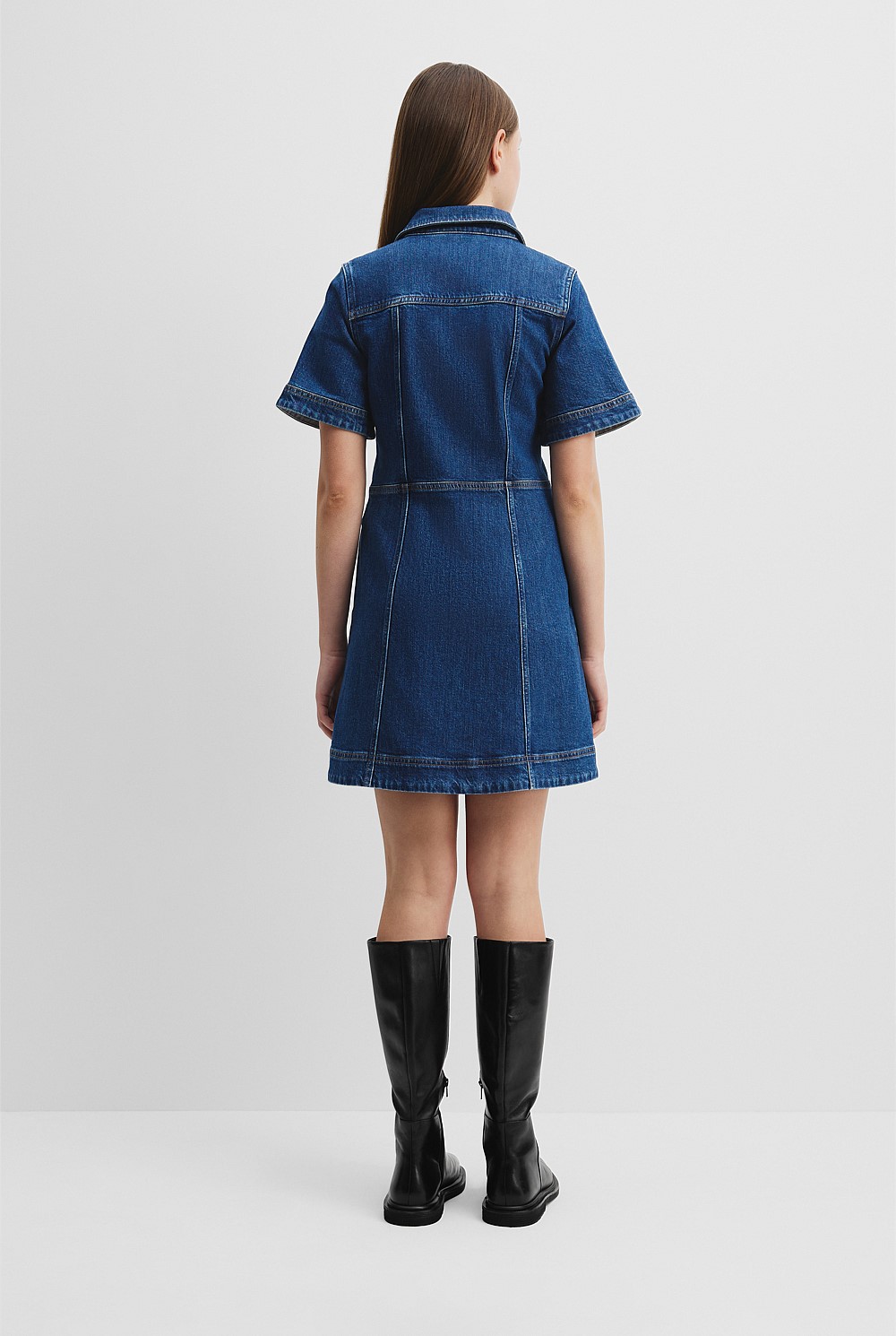 Short Sleeve Denim Mini Dress