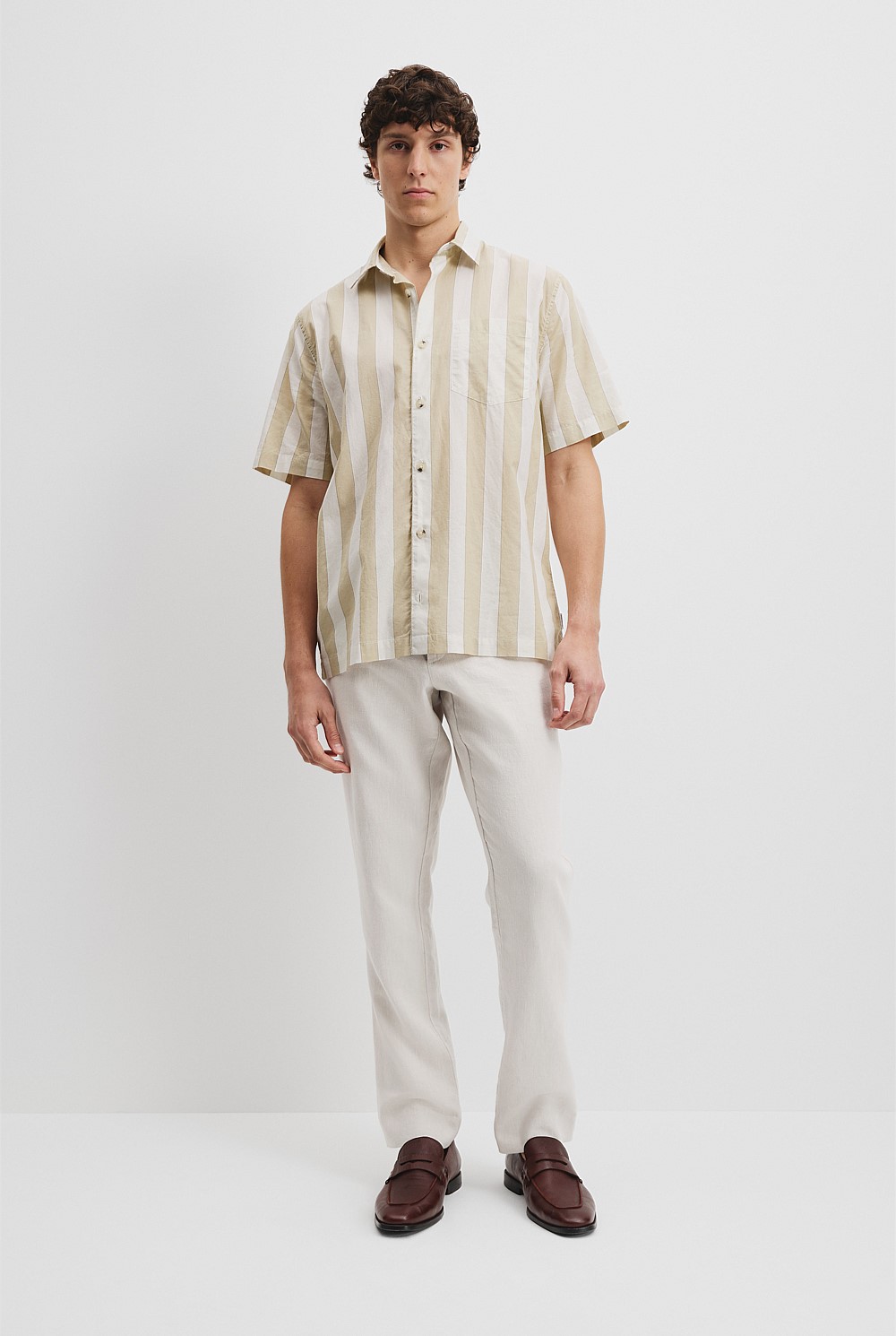 Short Sleeve Stripe Poplin Shirt