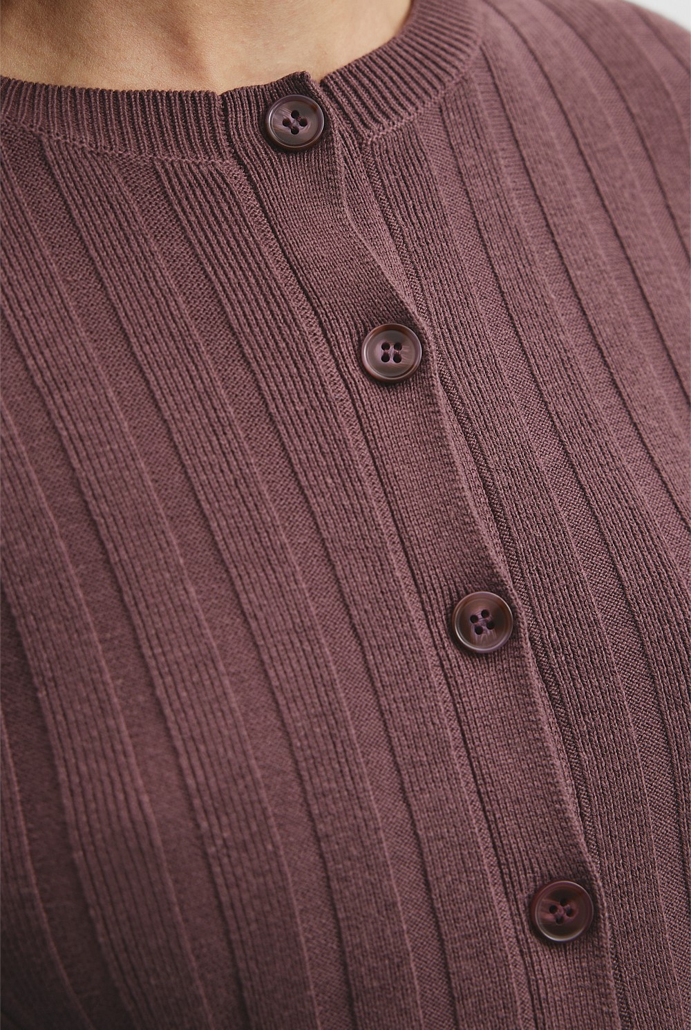 Organically Grown Cotton Blend Button Detail Cardigan