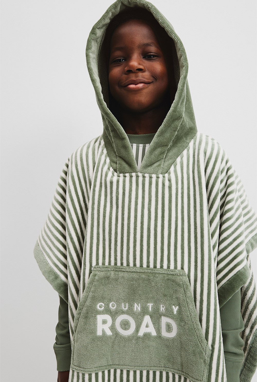 Verified Australian Cotton Logo Stripe Poncho