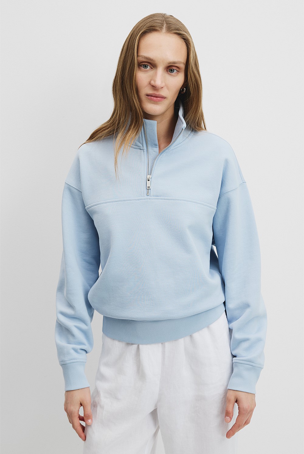 Australian Good Earth Cotton Zip Collar Sweat