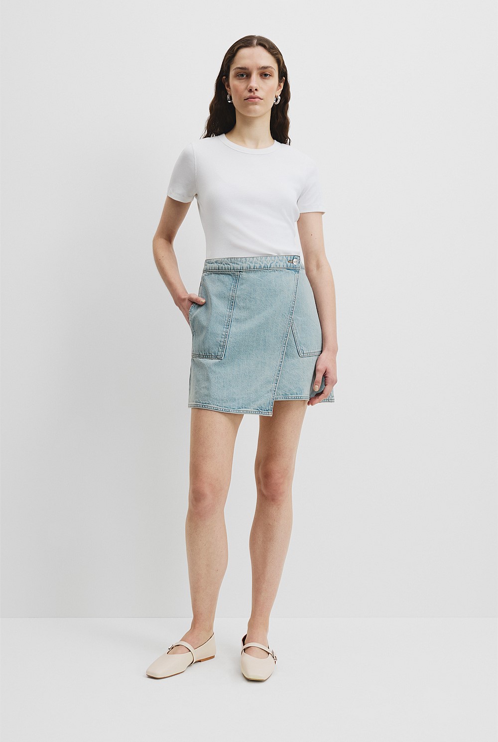 Denim Wrap Mini Skirt