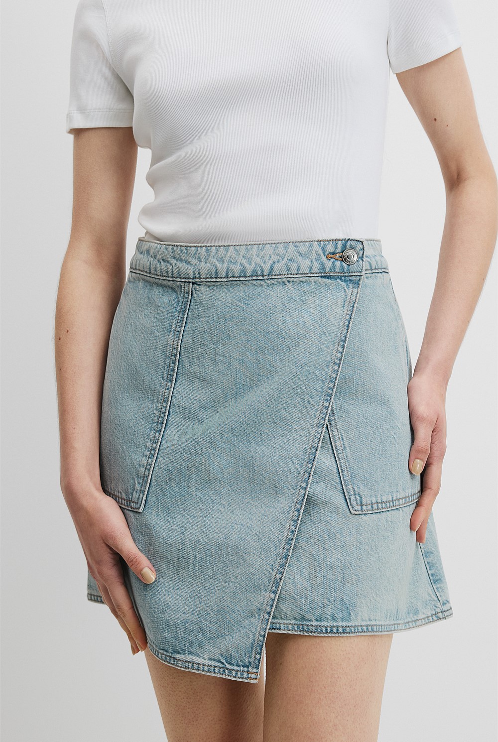 Denim Wrap Mini Skirt