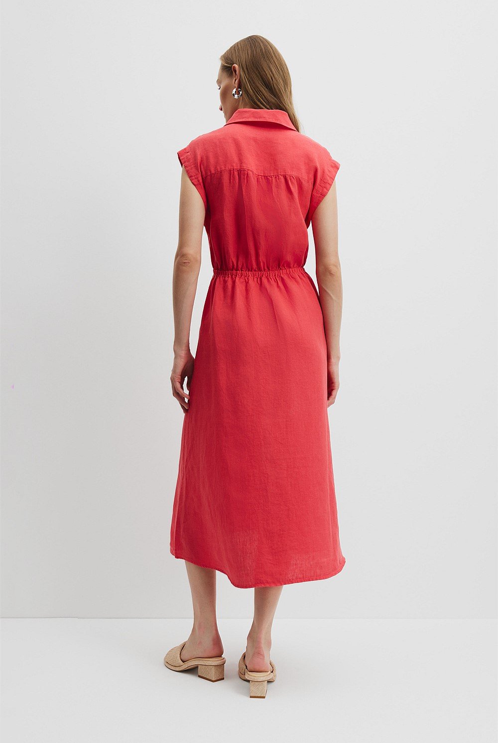 Organically Grown Linen Cinched Midi Dress