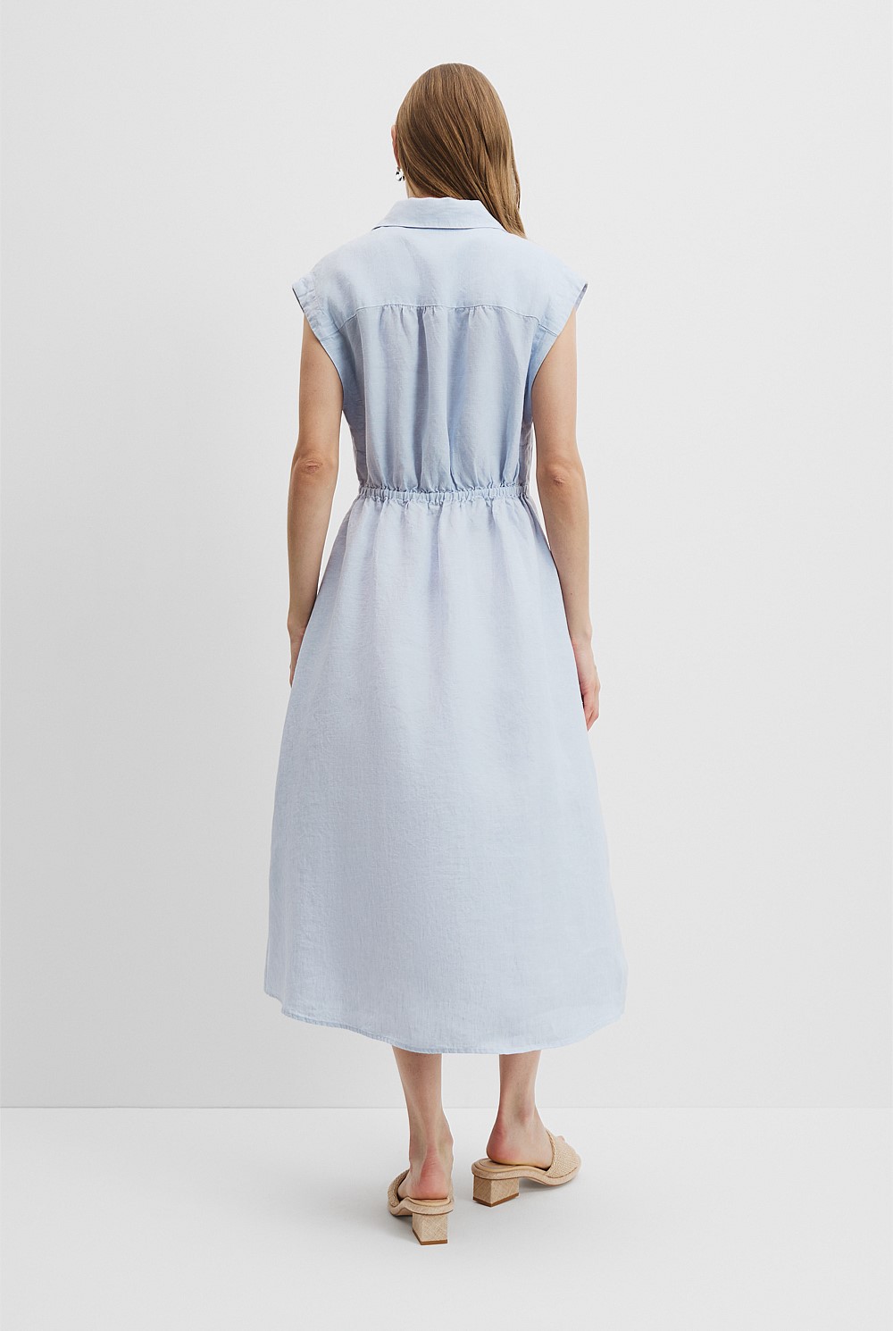 Organically Grown Linen Cinched Midi Dress