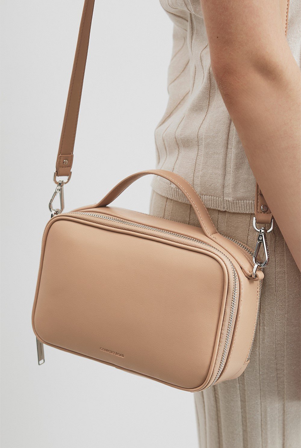 Double Zip Handle Crossbody Bag