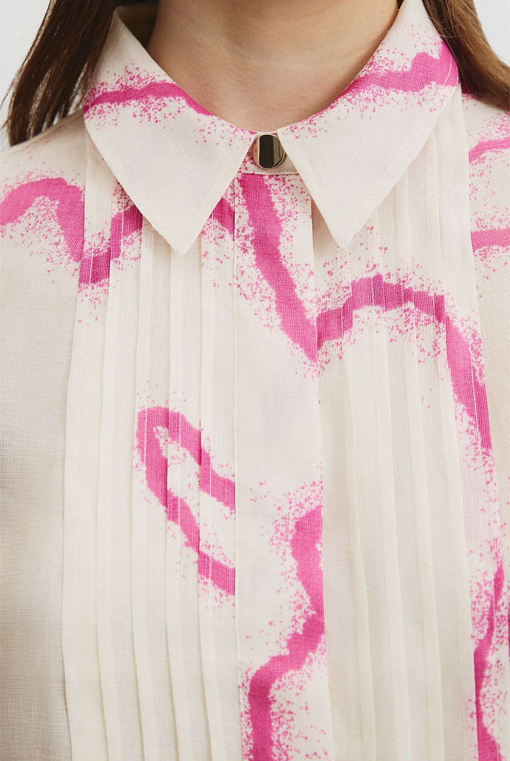 Print Pintuck Detail Shirt