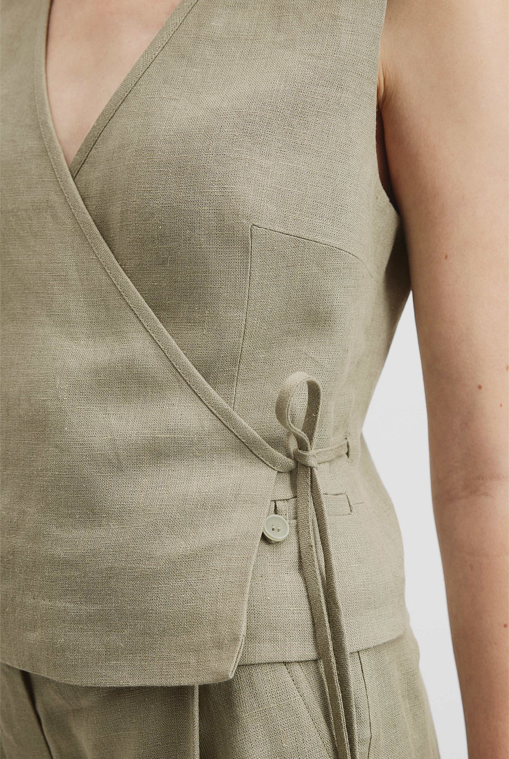 Organically Grown Linen Wrap Vest Top