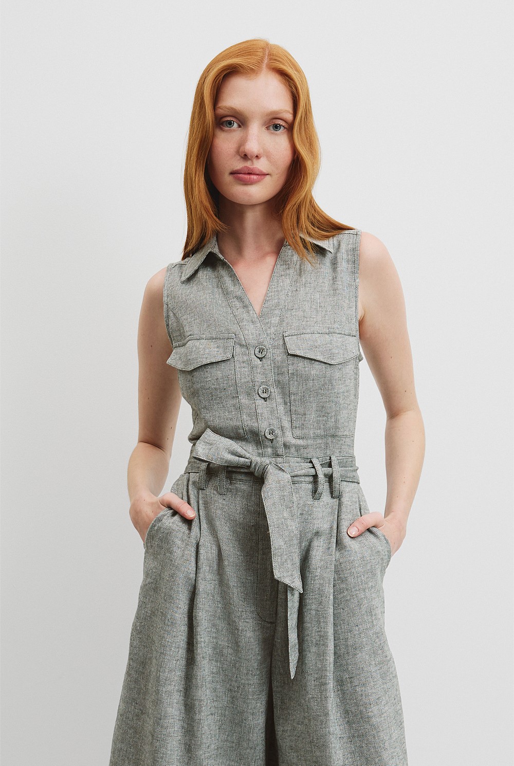 Organically Grown Linen Wide Leg Jumpsuit