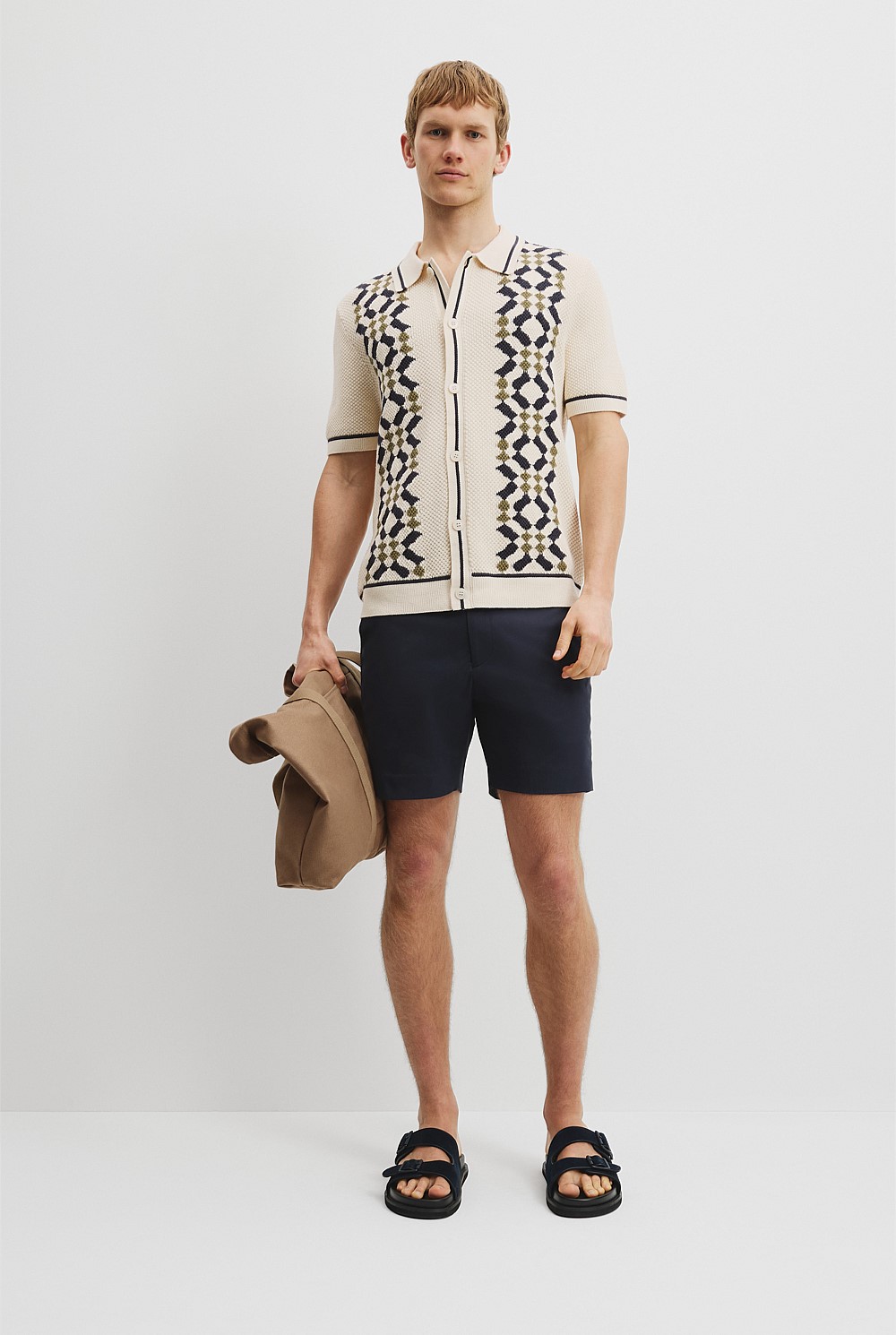 Oversized Australian Cotton Tile Knit Shirt