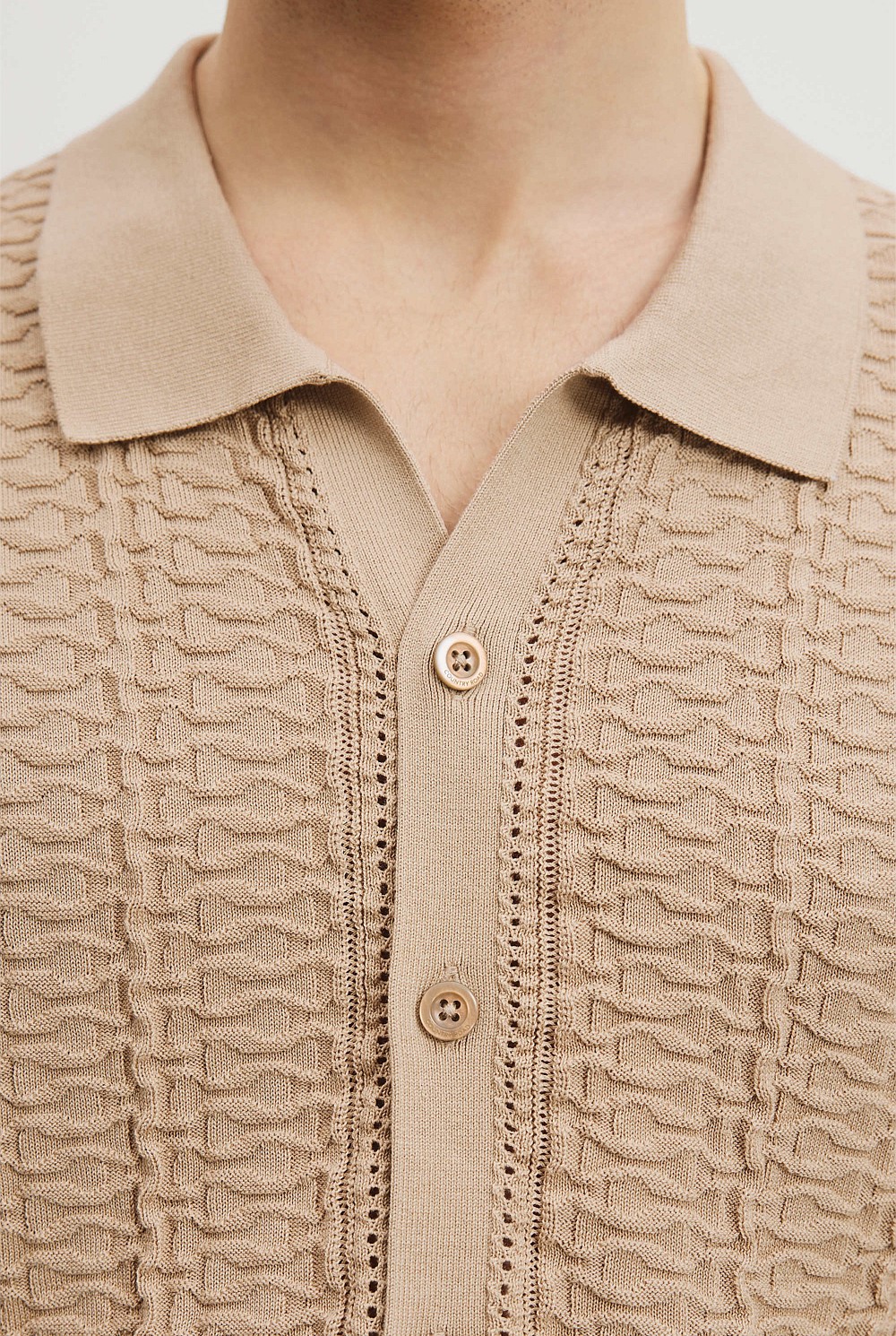 Cotton Silk Textured Knit Shirt