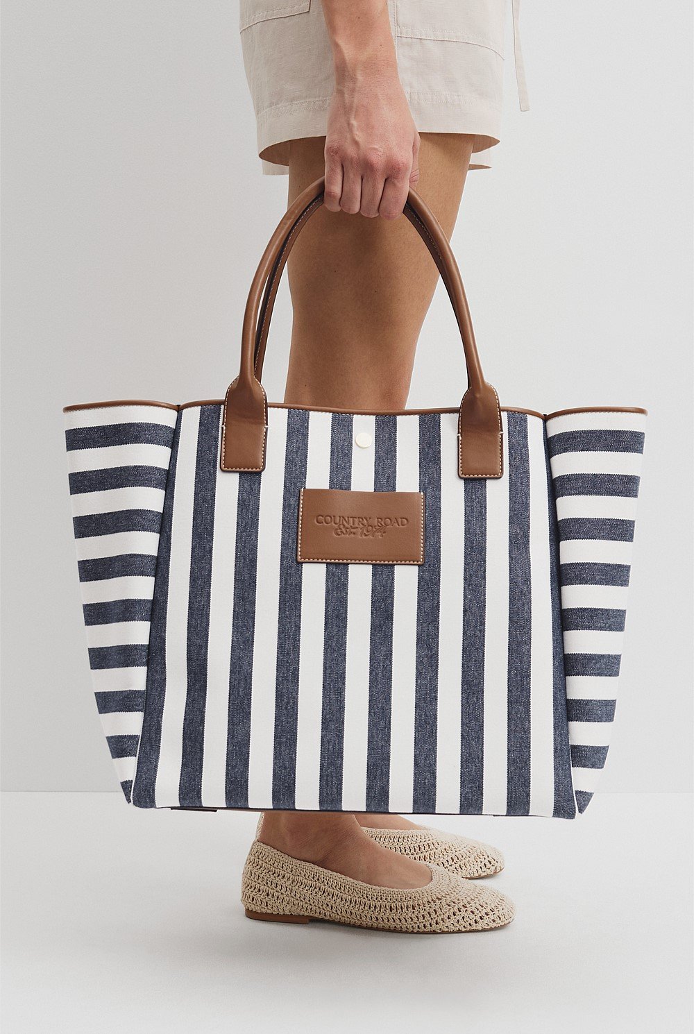 Verified Australian Cotton Stripe Canvas Tote