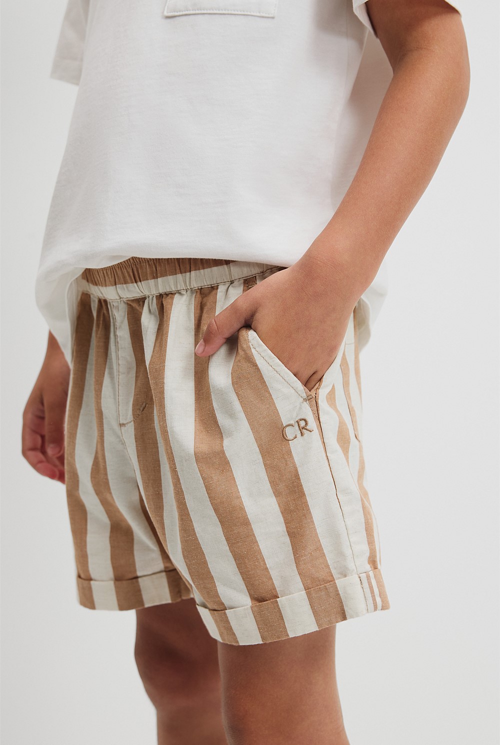 Organically Grown Cotton Blend Stripe Pull-On Short