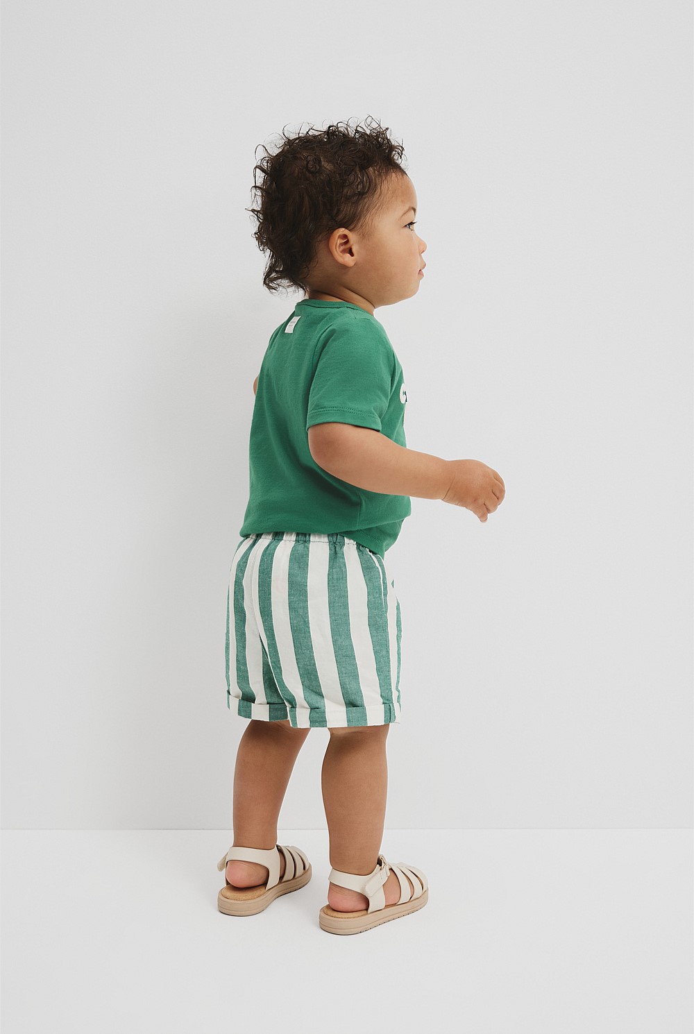 Organically Grown Cotton Blend Stripe Pull-On Short