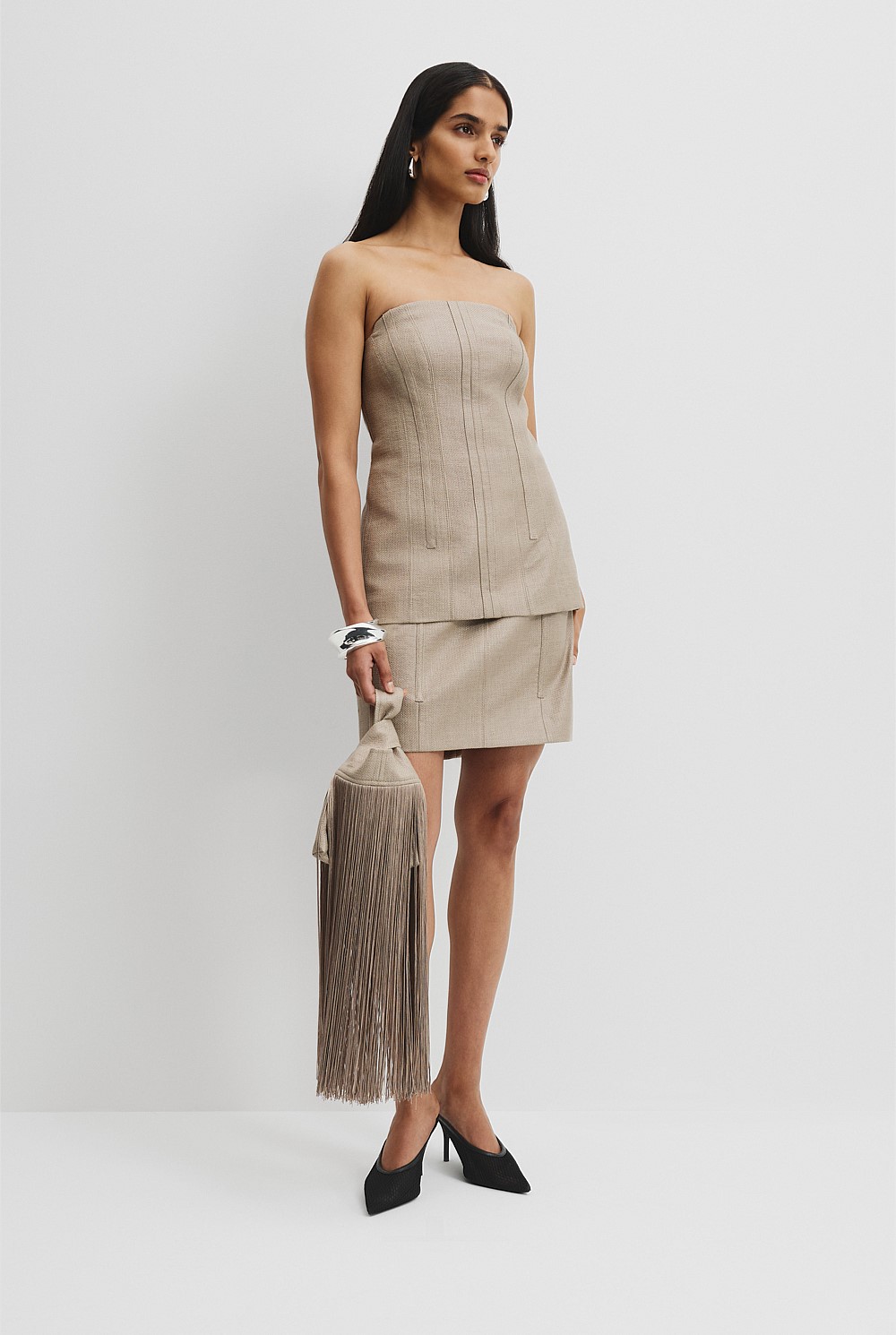 CR X RE-kin-DLE Basketweave Strapless Top