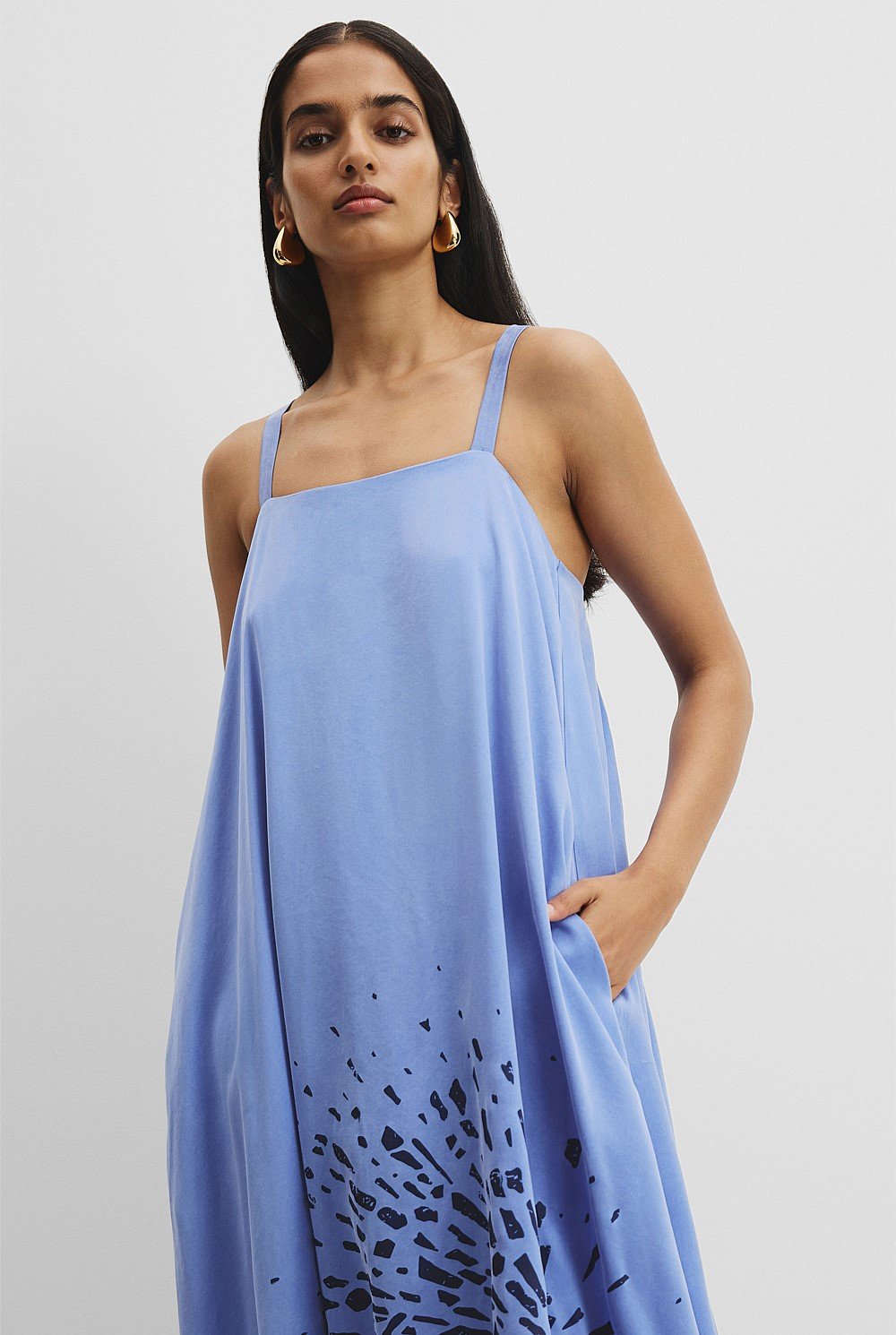 CR X RE-kin-DLE Print Fluid Slip Dress