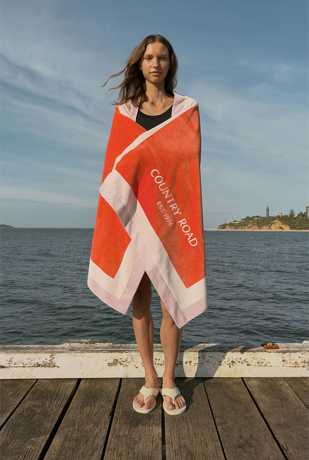 Verified Australian Cotton CR Est. 1974 Border Beach Towel