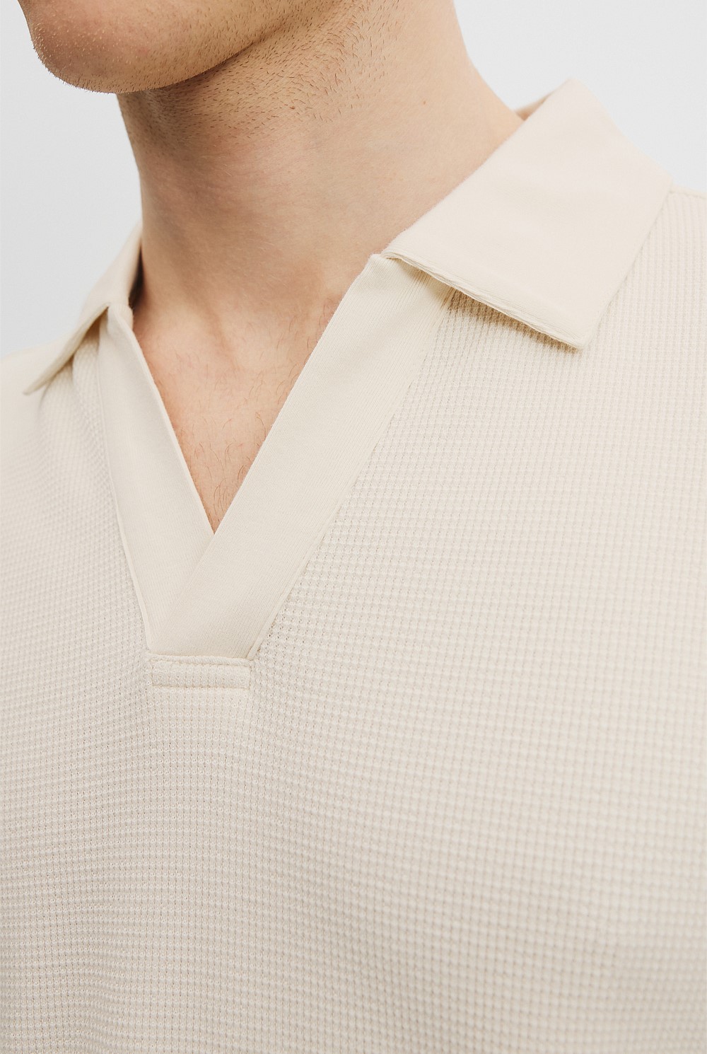 Australian Cotton Relaxed Waffle Polo