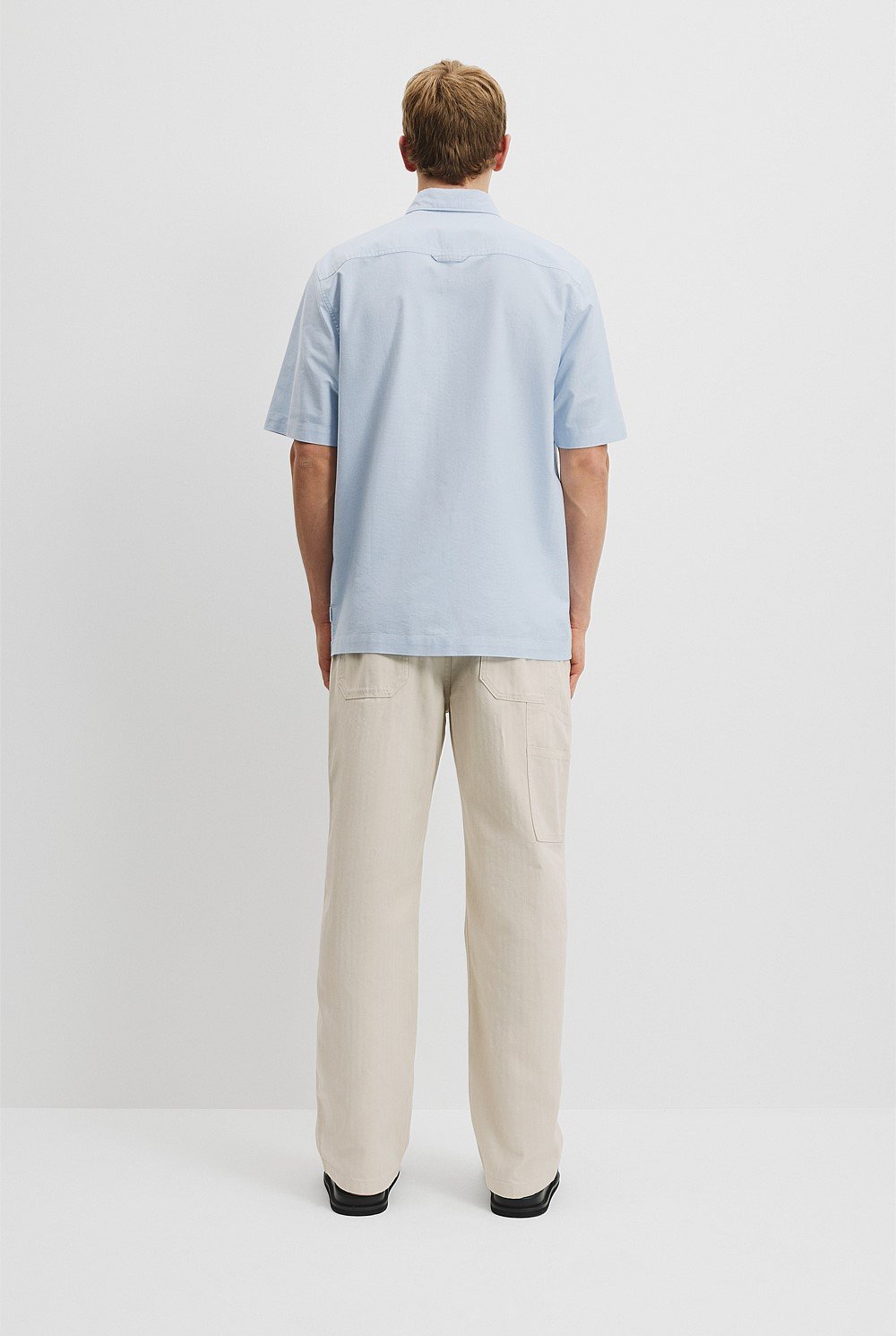 Relaxed Fit Good Earth Cotton Short Sleeve Oxford Shirt