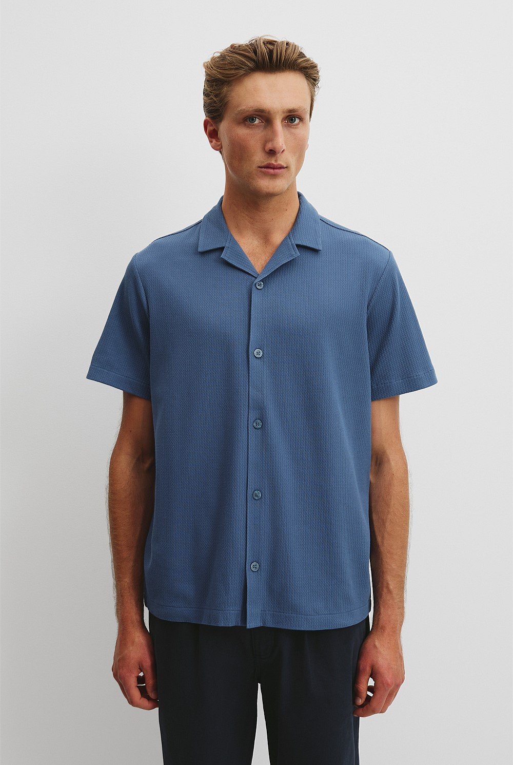 Australian Cotton Textured Short Sleeve Shirt