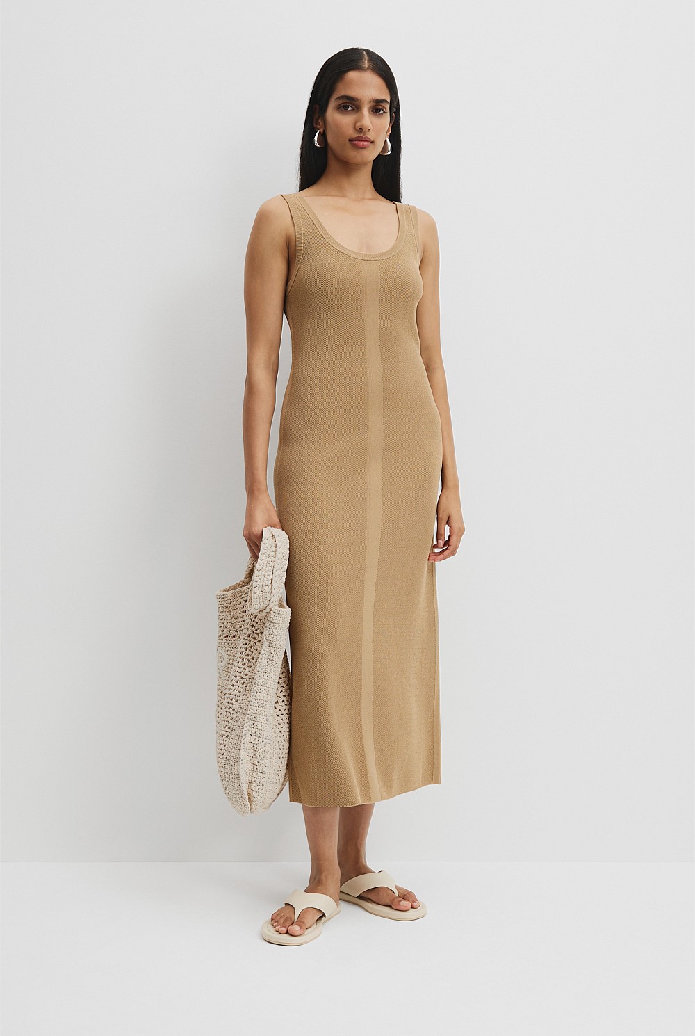 Waffle Knit Midi Dress