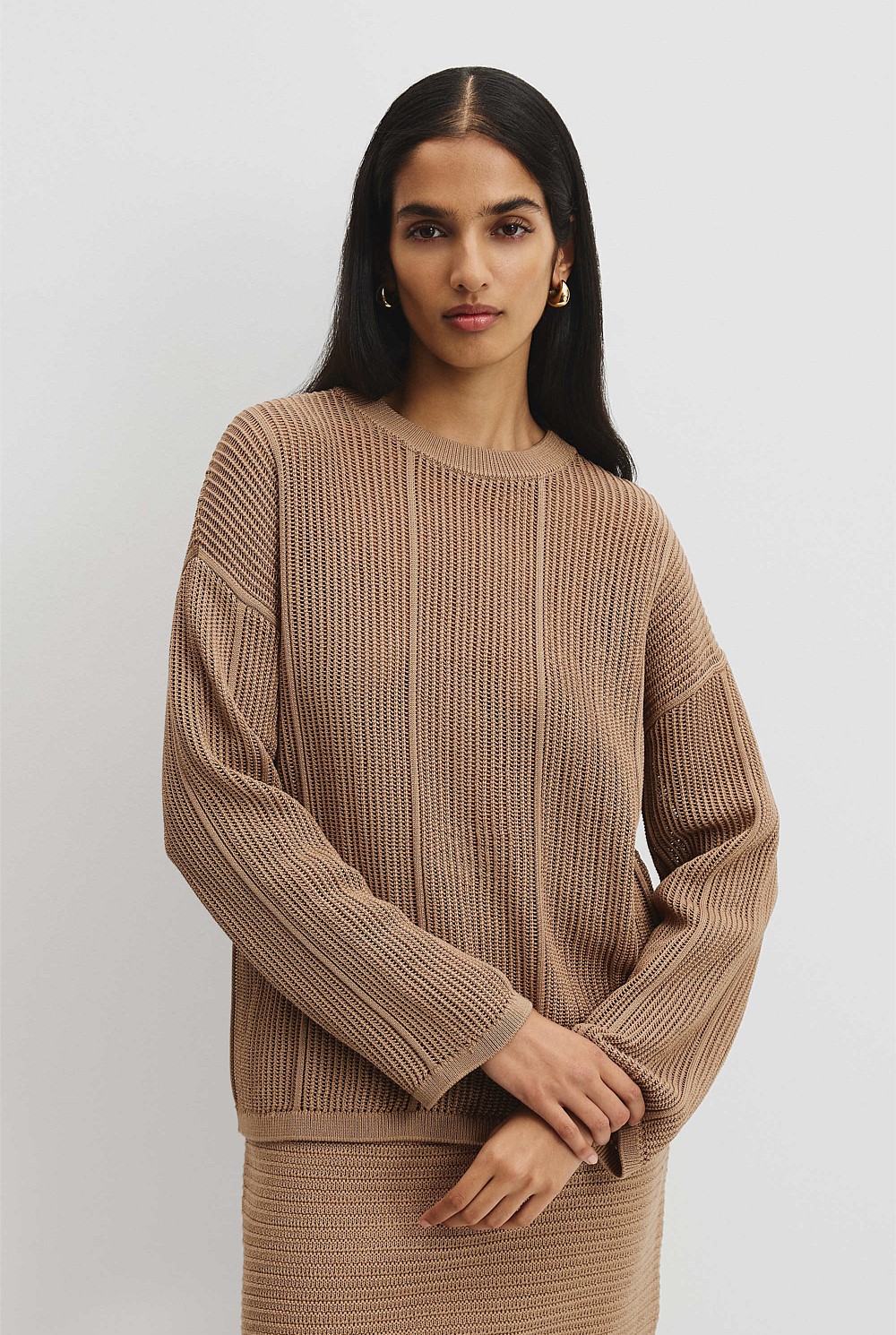 Organically Grown Cotton Long Sleeve Crochet Knit