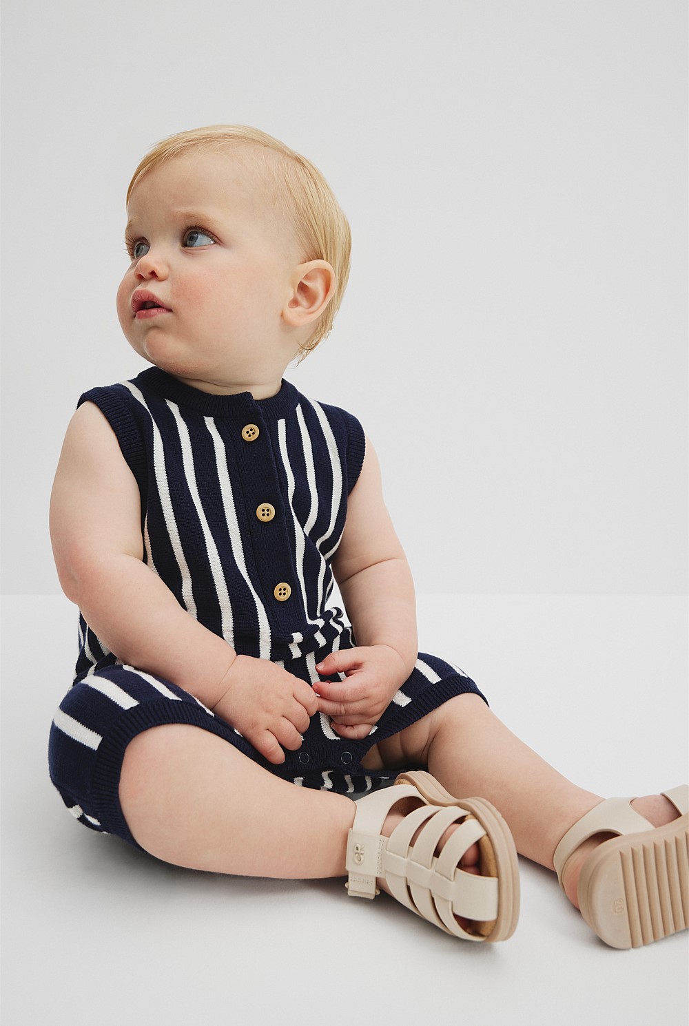 Organically Grown Cotton Stripe Knit Romper