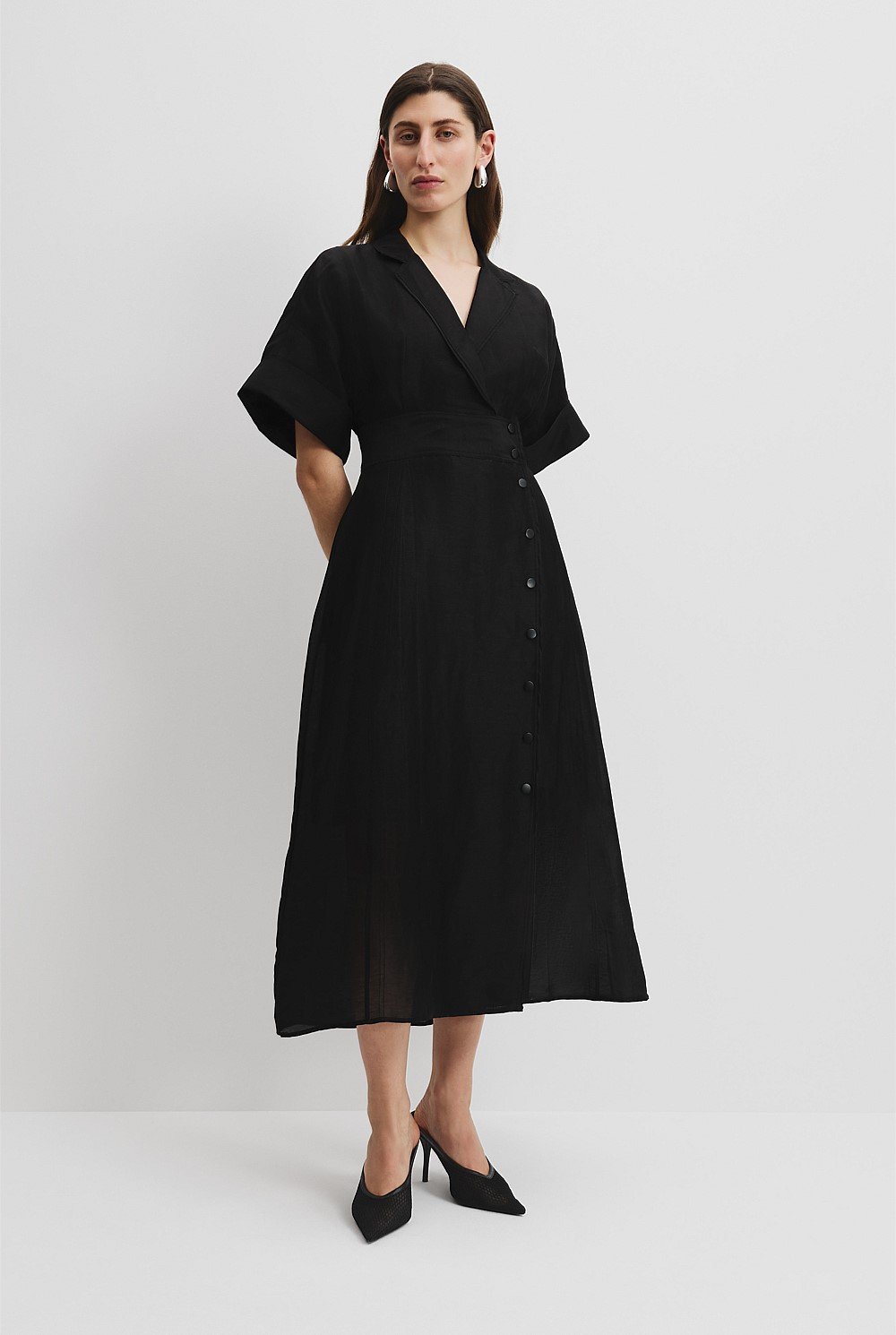 Wrap Front Midi Dress