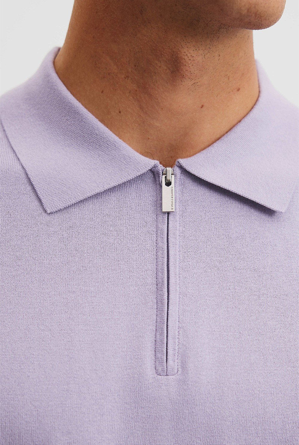 Cotton Silk Zip Knit Polo