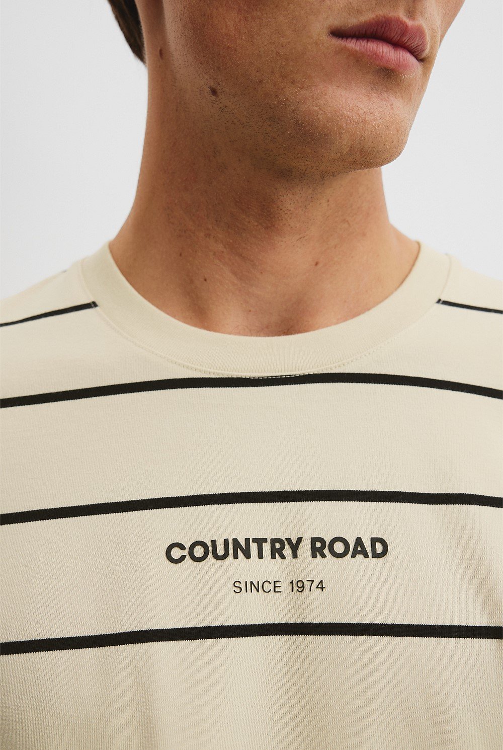 Australian Cotton Modern Logo Stripe T-Shirt