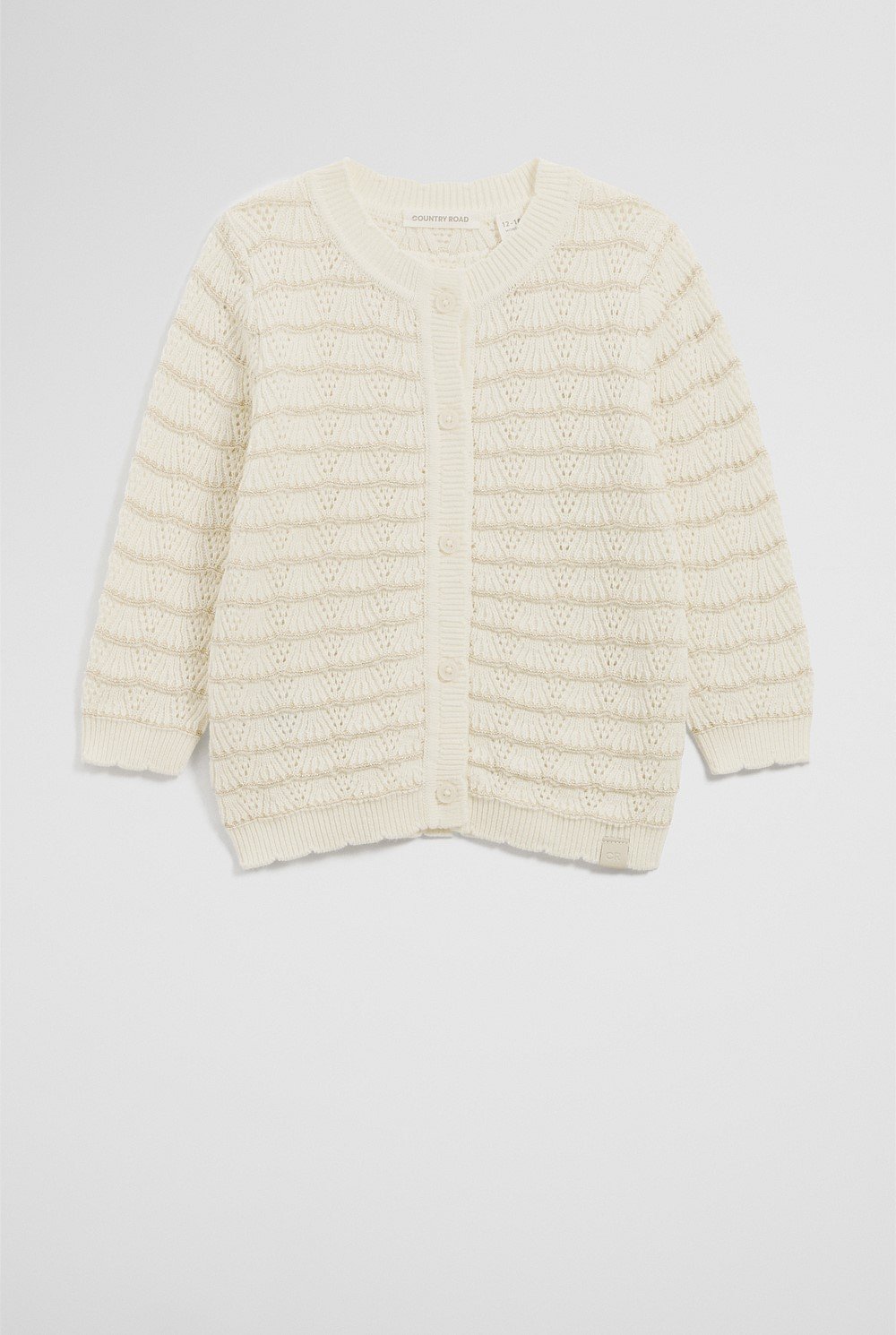 Organically Grown Cotton Crochet Knit Cardigan