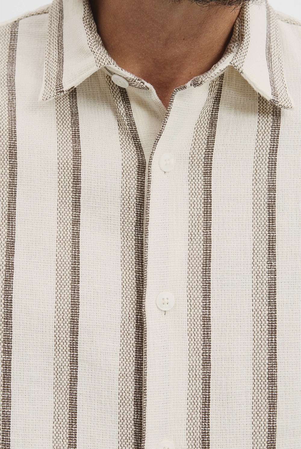 Short Sleeve Stripe Textured Shirt