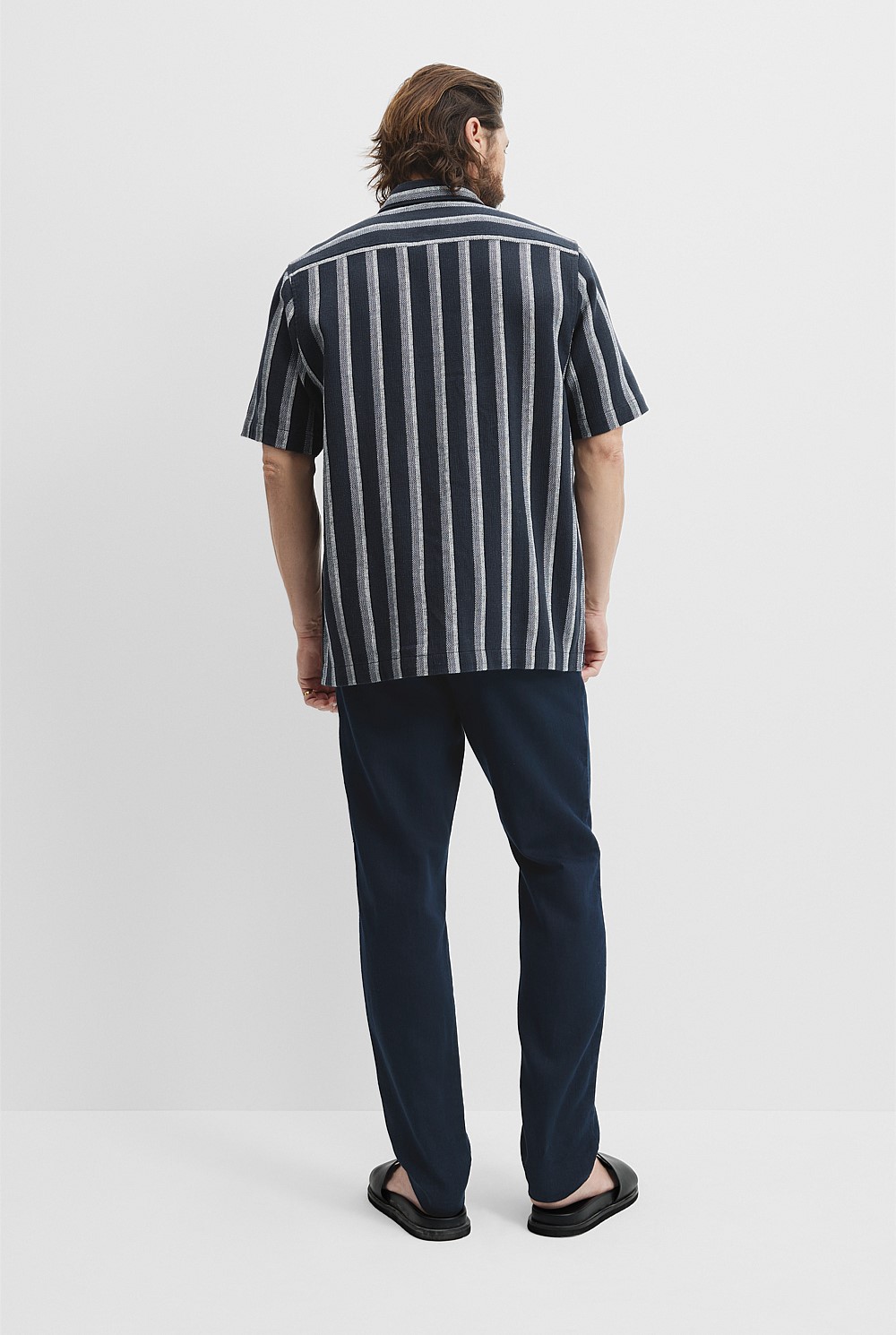 Short Sleeve Stripe Textured Shirt