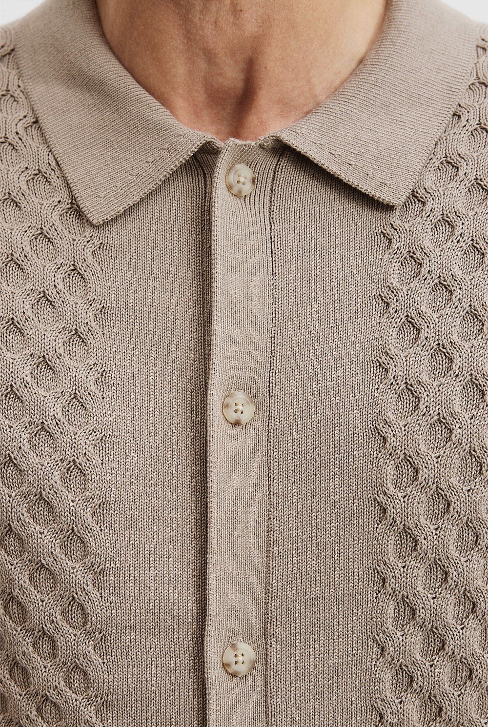 Australian Cotton Cable Panel Knit Shirt