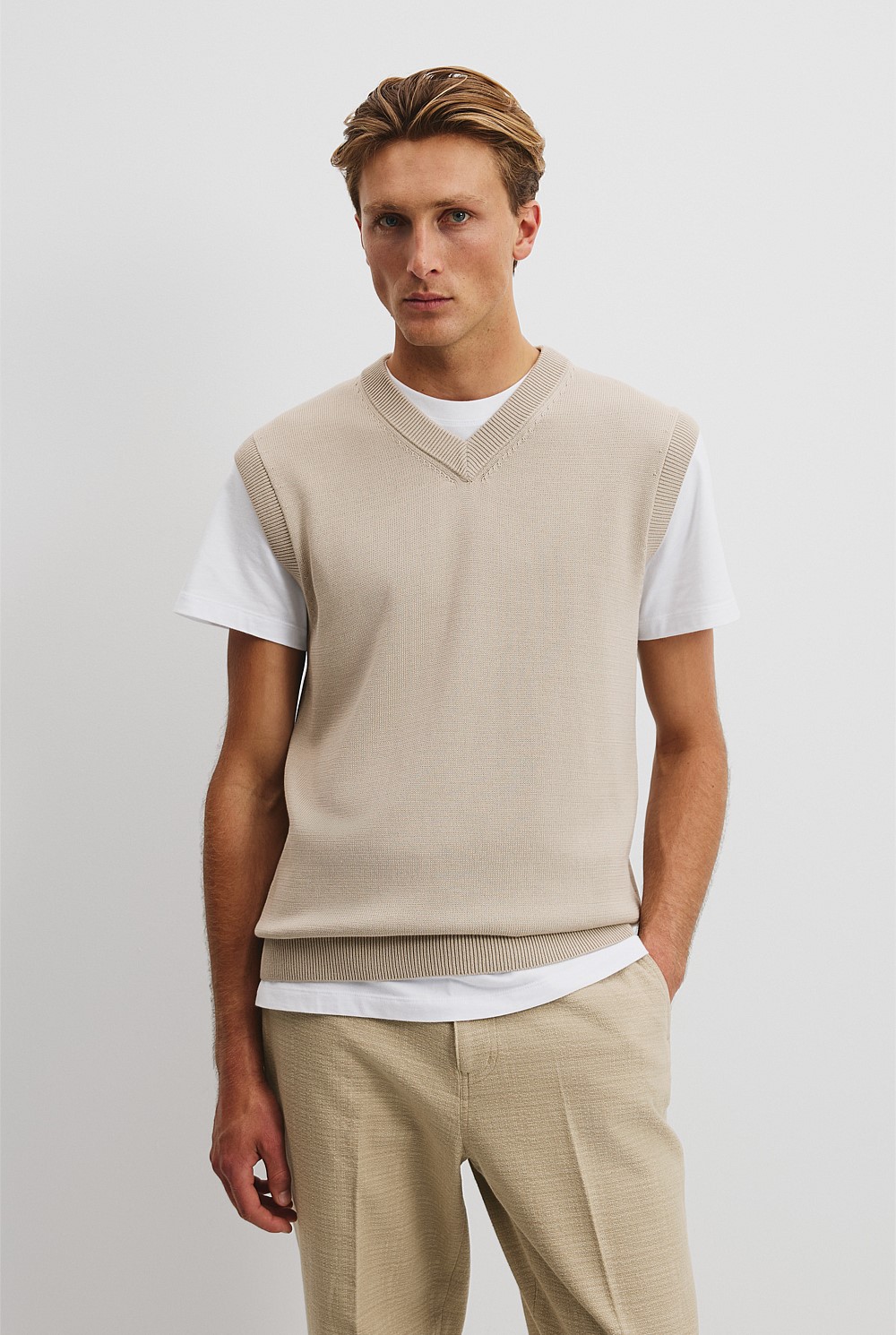 Australian Cotton V-Neck Knit Vest