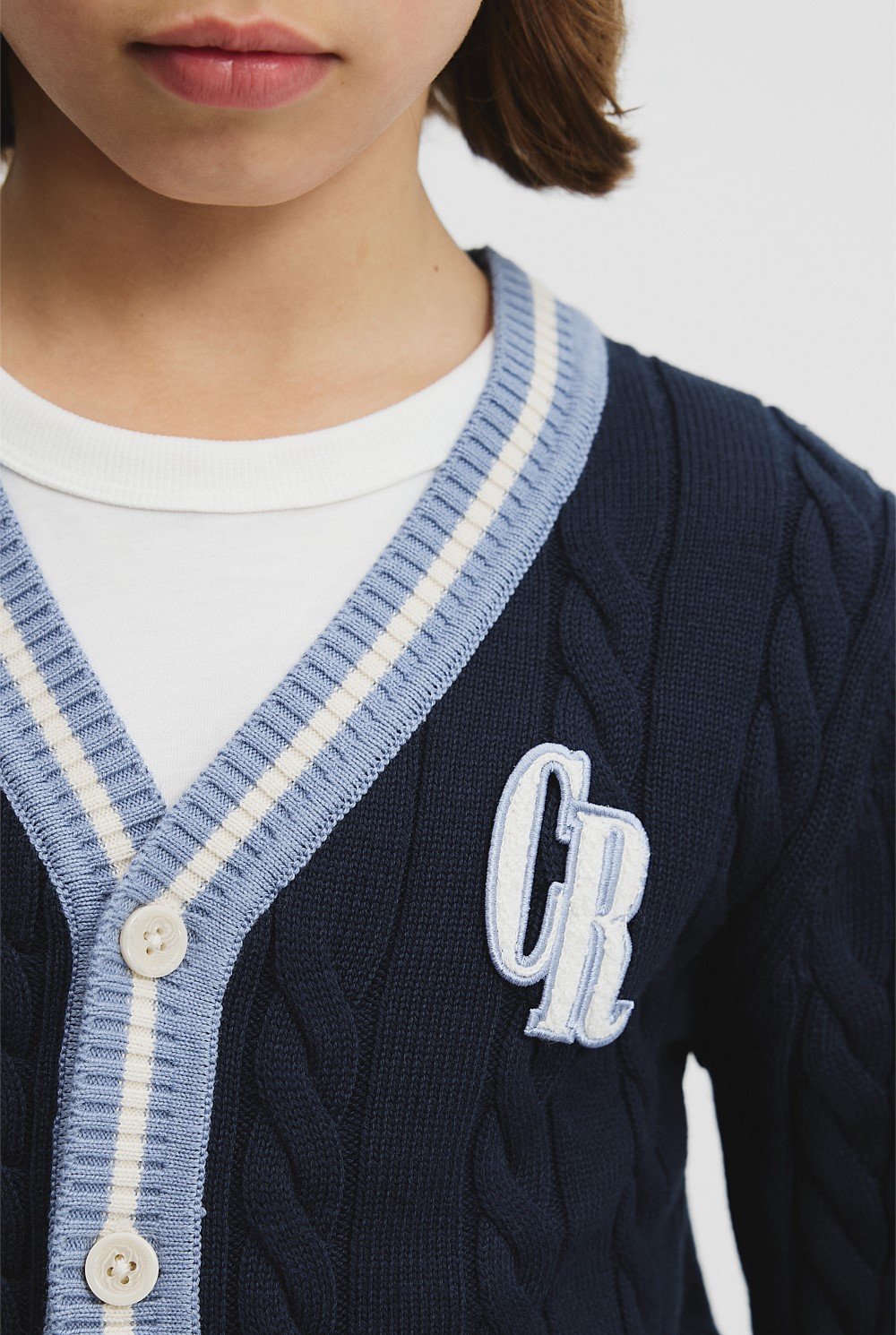 Organically Grown Cotton Varsity Cardigan