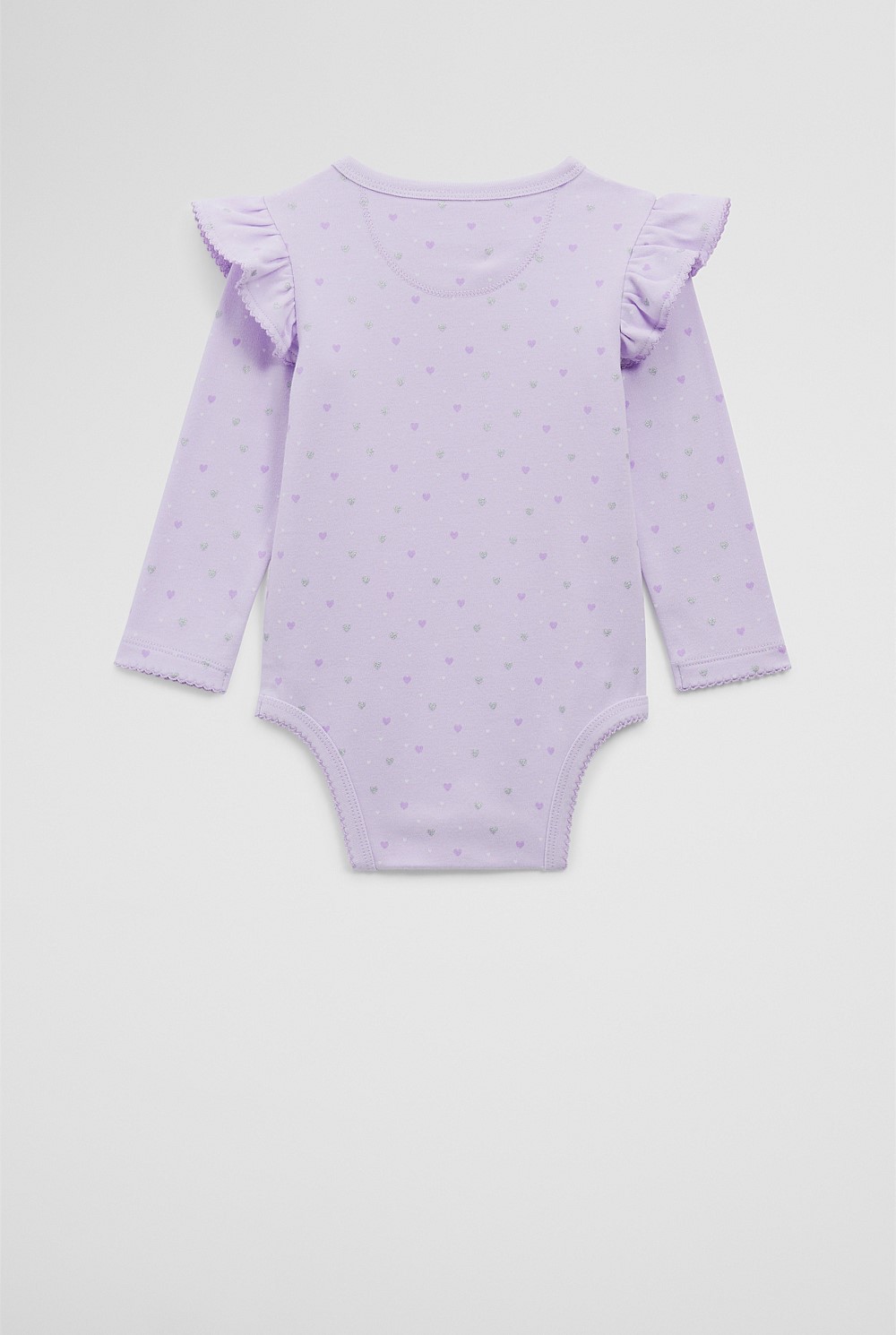 Organically Grown Cotton Frill Rib Long Sleeve Bodysuit