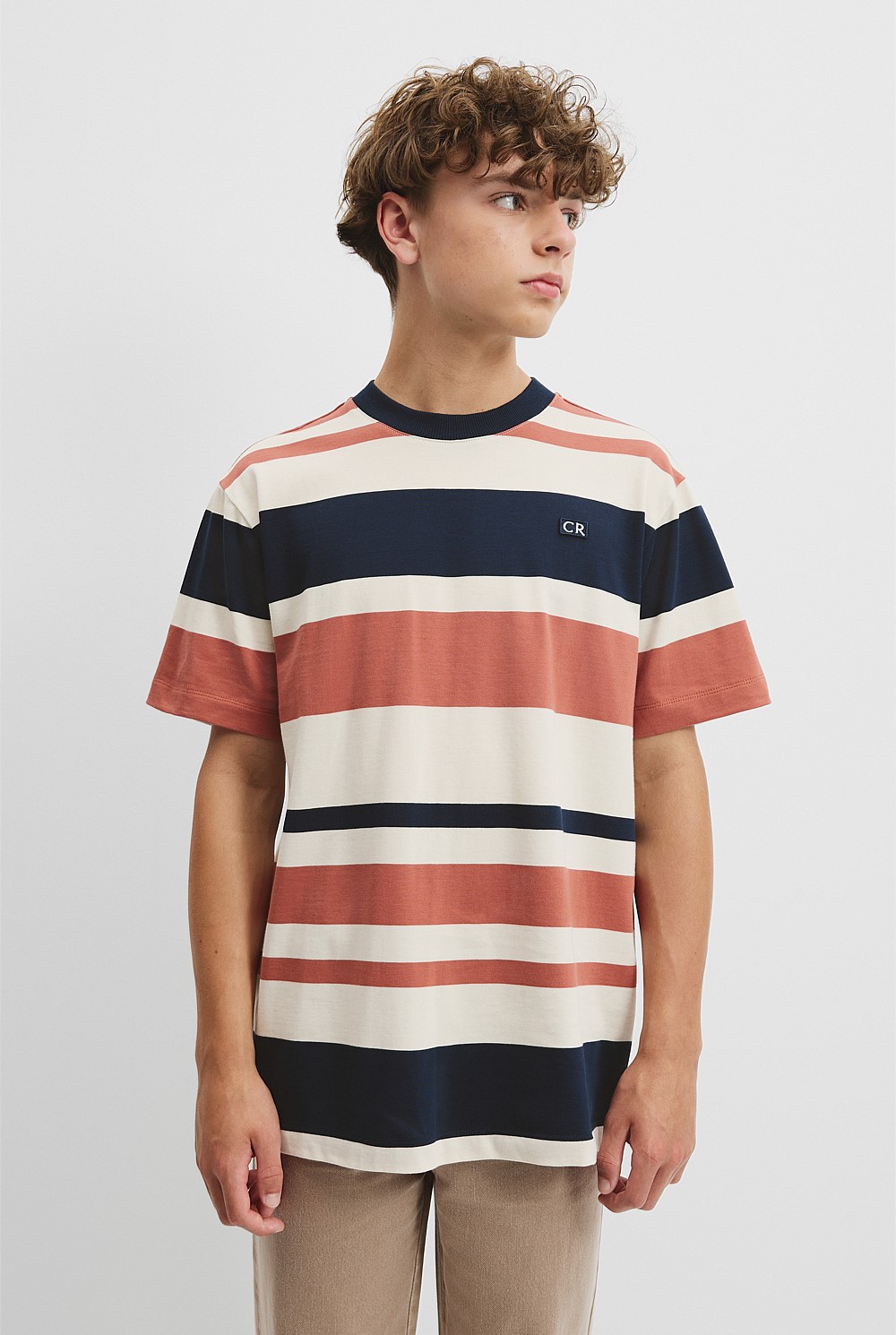 Teen Australian Cotton Relaxed Fit Stripe T-Shirt