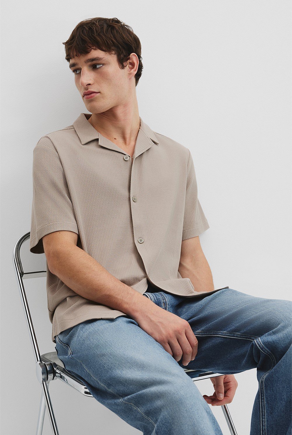 Australian Cotton Textured Short Sleeve Shirt