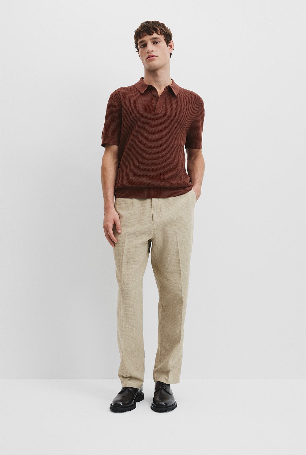 Cotton Linen Knit Polo