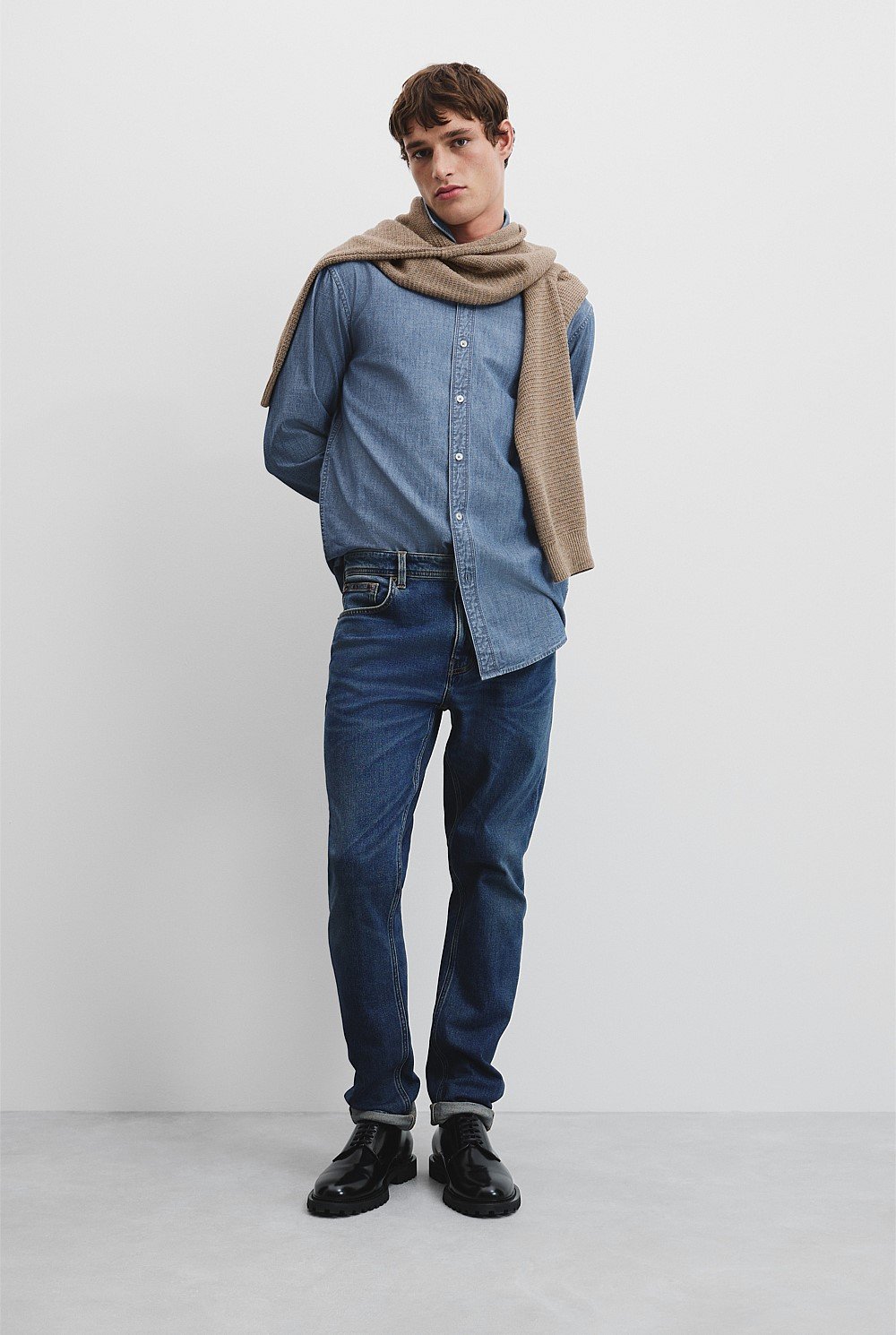 Long Sleeve Regular Fit Chambray Shirt