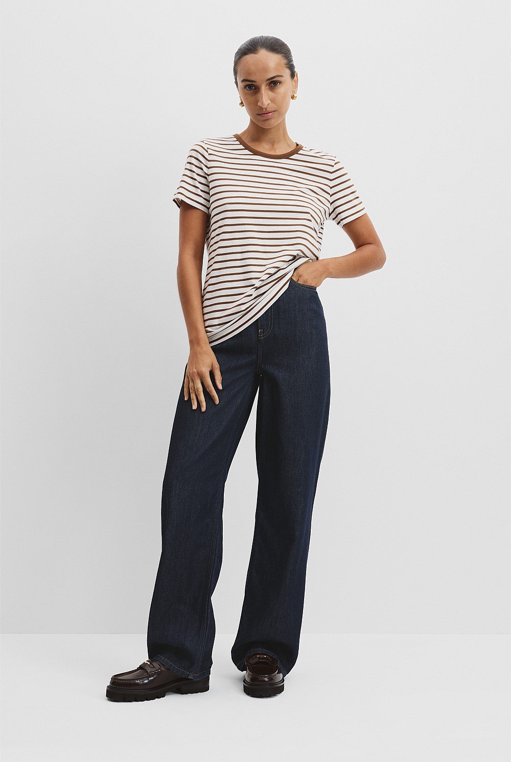 Australian Good Earth Cotton Slub Stripe T-Shirt