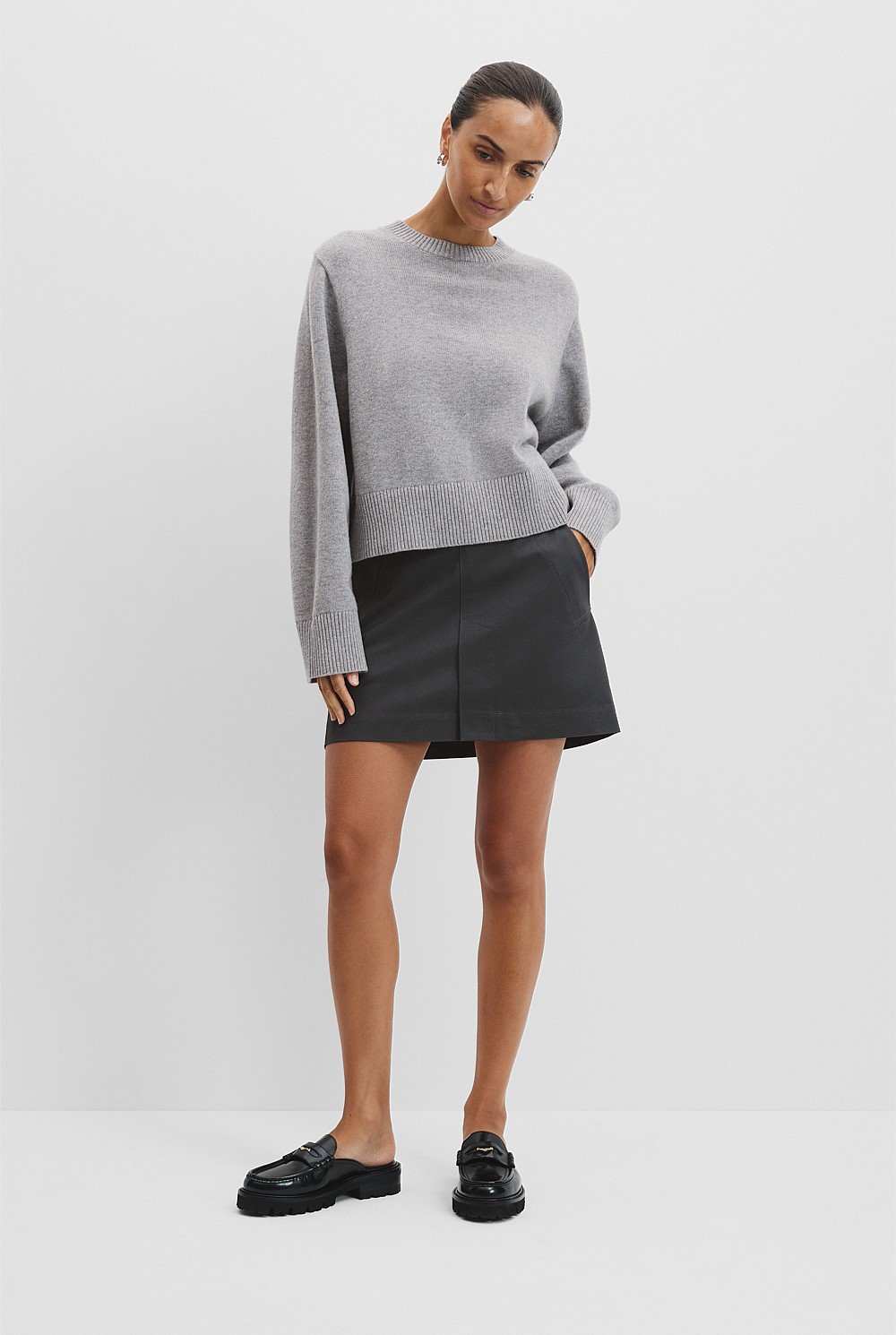 Crop Crew Neck Knit