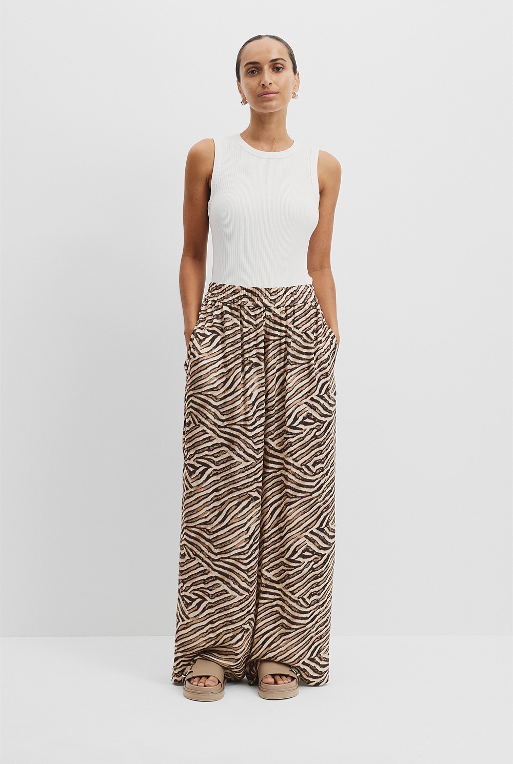 Print Cupro Pull-On Pant