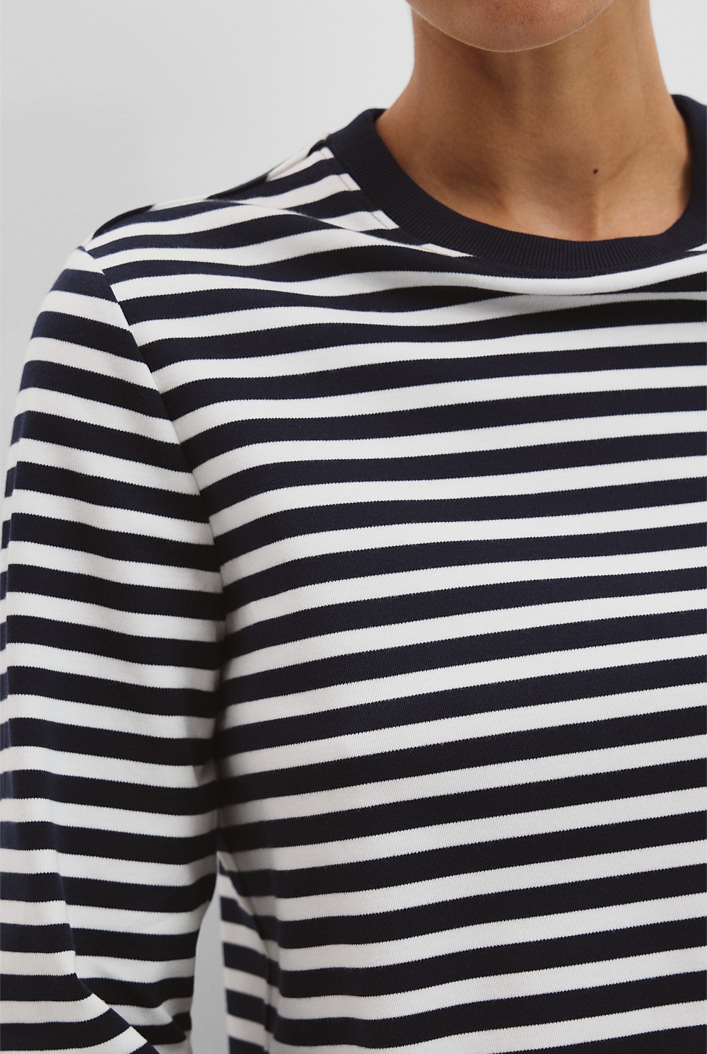 Australian Cotton Stripe Long Sleeve Slim Fit T-Shirt