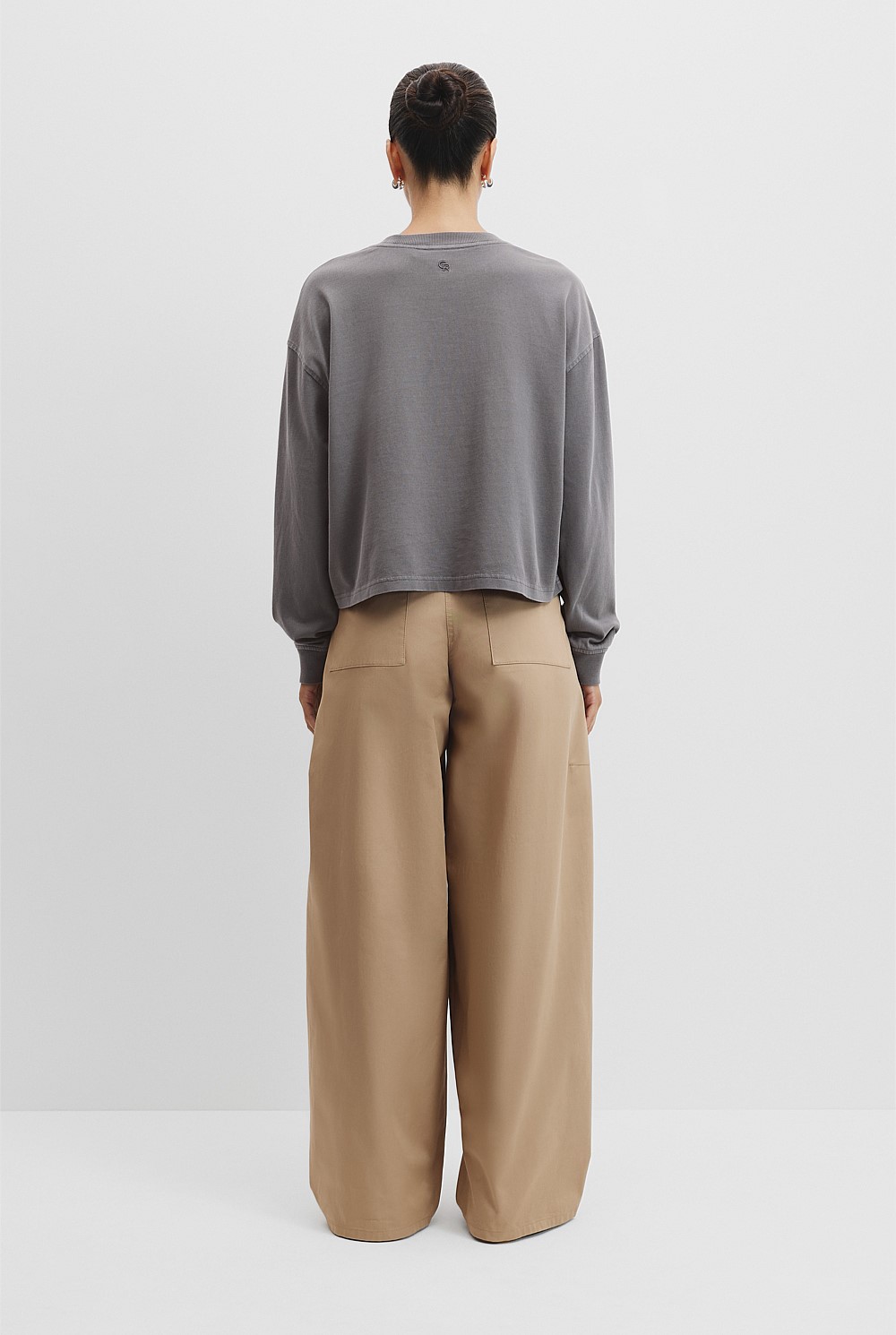 Australian Cotton Long Sleeve Crop Washed T-Shirt