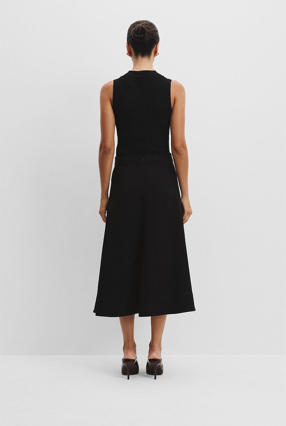 Fit-and-Flare Midi Skirt