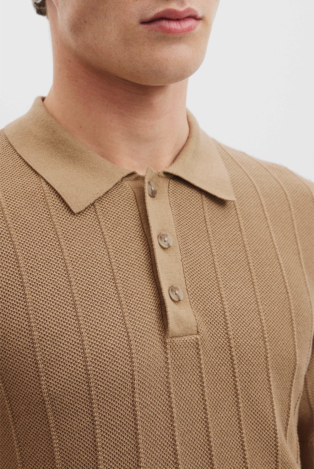 Cotton Silk Cashmere Stripe Polo
