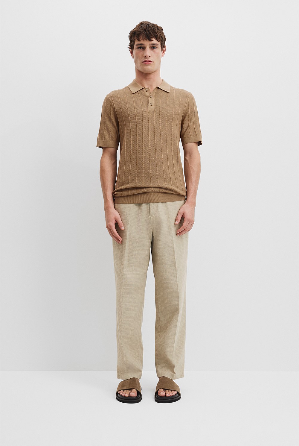 Cotton Silk Cashmere Stripe Polo