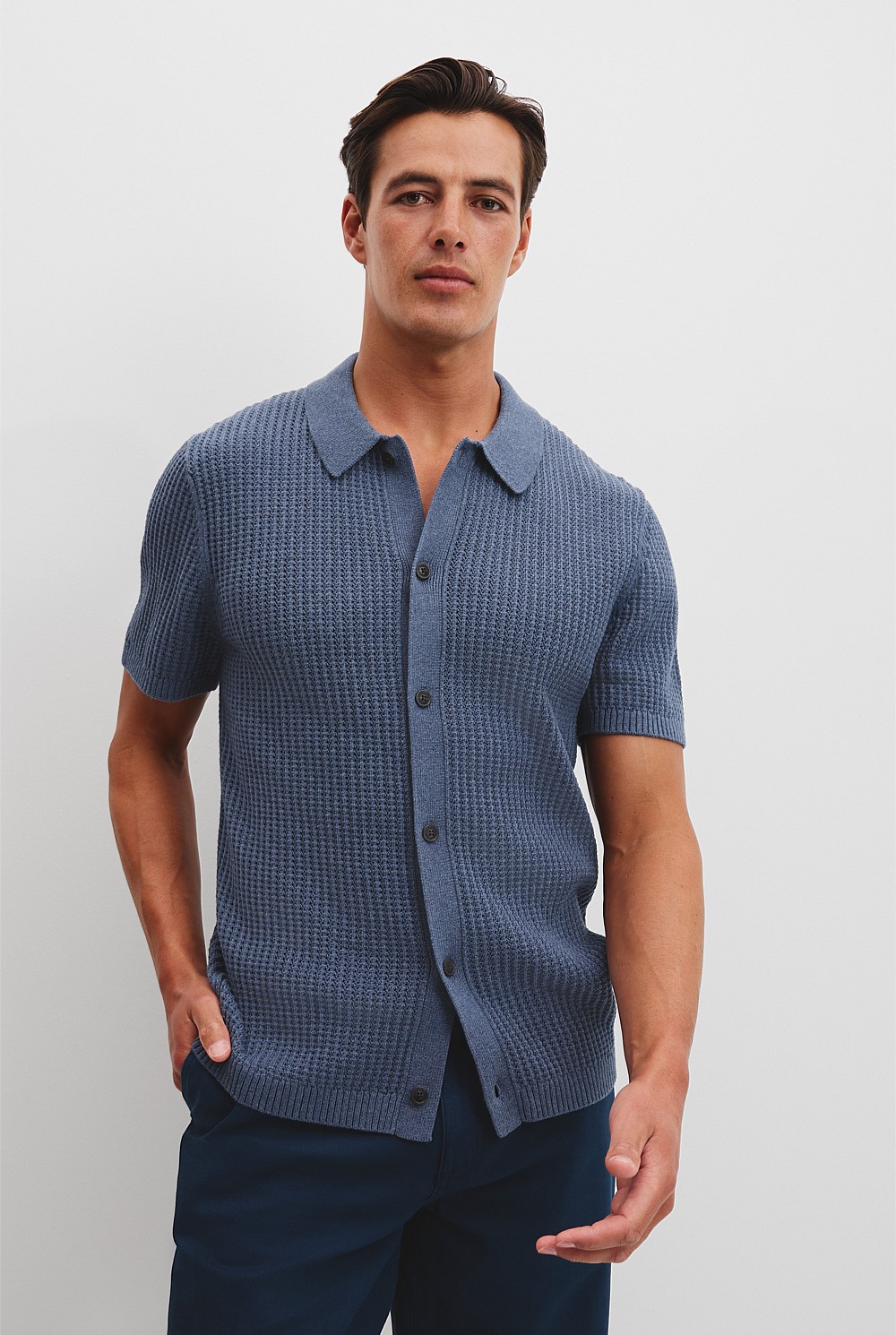 Australian Cotton Short Sleeve Rib Knit Shirt